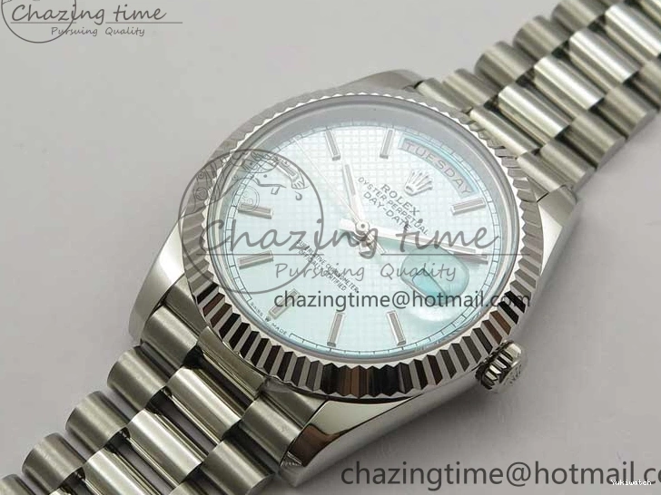 A2836 Dial 228239 Dial Blue SS BP SS Version Textured 904 on Day-Date President 40mm Ice Bracelet New 0724